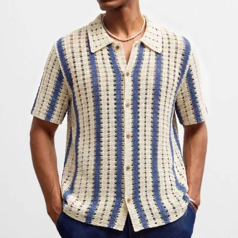 Chemisette homme en chrochet à motifs géométriques