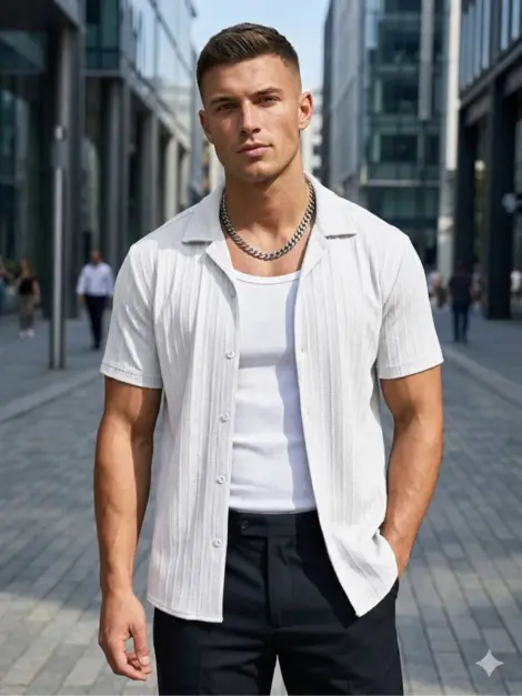 Chemisette uni homme texturée et légère