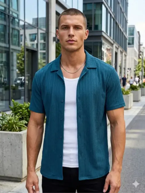 Chemisette uni homme texturée et légère