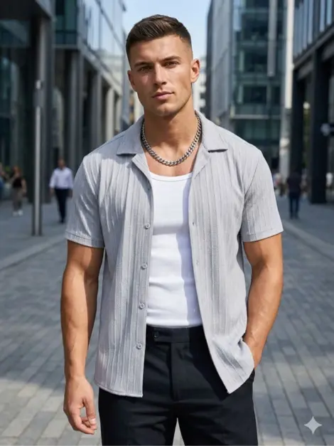 Chemisette uni homme texturée et légère