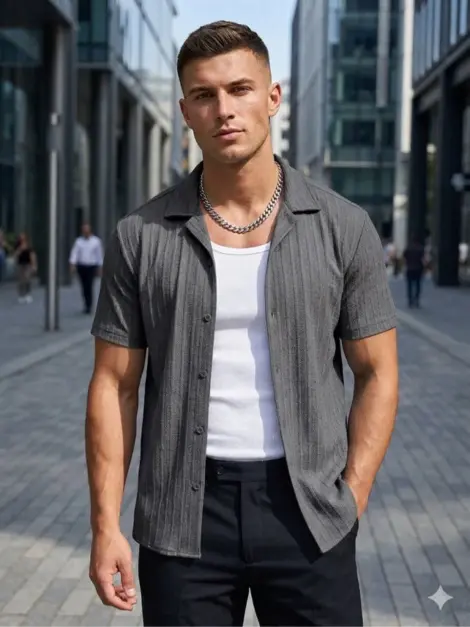 Chemisette uni homme texturée et légère