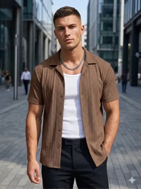 Chemisette uni homme texturée et légère
