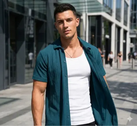 Chemisette uni homme texturée et légère