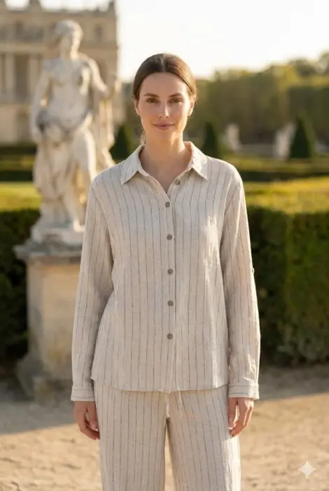 Ensemble en coton Rayé Texture Beige