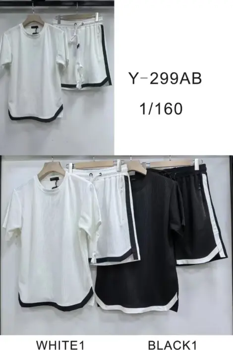ENSEMBLE HOMME T-SHIRT ET SHORT SIMPLE A RAYURE