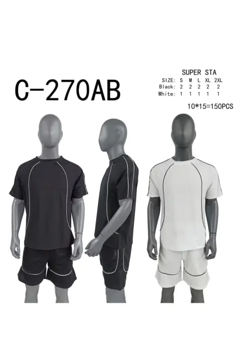 ENSEMBLE HOMME T-SHIRT ET SHORT SIMPLE AVEC RAYURE