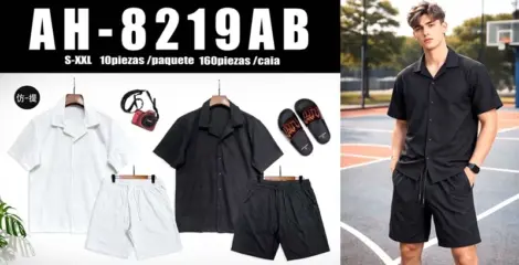 Ensemble uni homme chemisette et short texturé