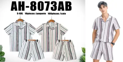 Ensemble uni homme chemisettes et short texturé et léger