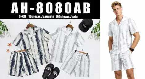 Ensemble uni homme chemisettes et short texturé et léger
