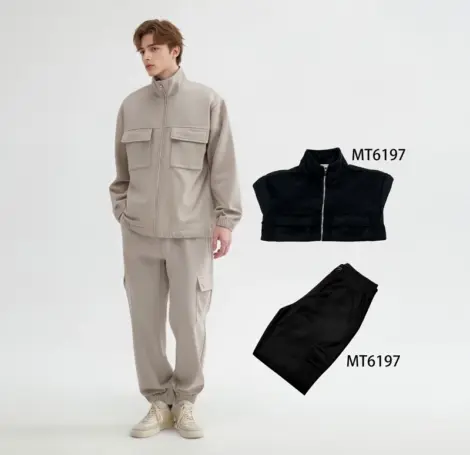 Ensemble uni Homme col montant à zip, avec poches
