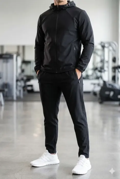 Ensemble uni homme, sport performance, alliance confort thermique et design