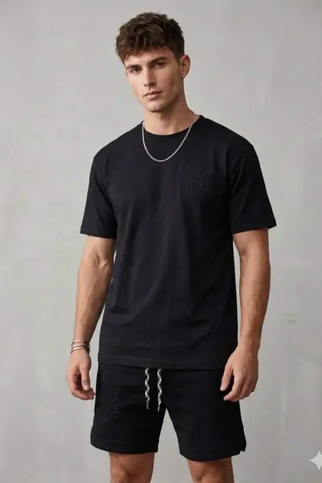 Ensemble uni homme tshirt col rond RELIEF M et short