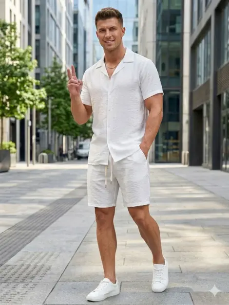 Ensemble uni homme uni chemisette et short