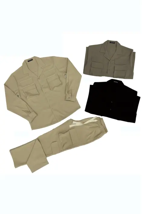 Ensemble uni veste et pantalon fine multi-poches homme