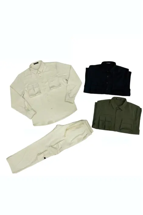 Ensemble uni veste et pantalon fine multi-poches homme