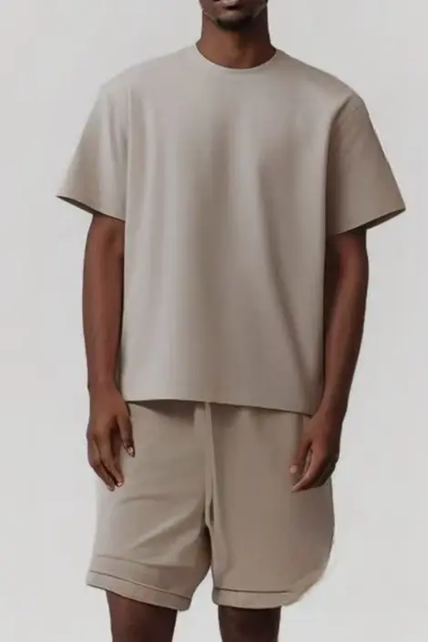 Ensembles uni homme chemisette et short