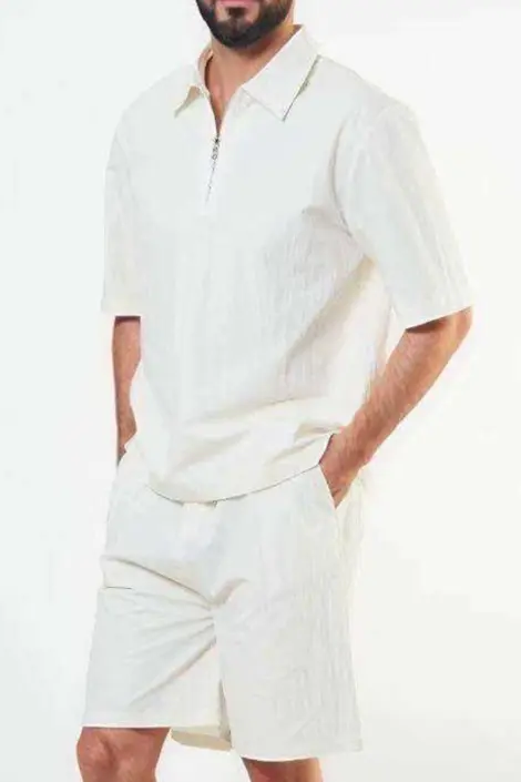 Ensembles uni homme chemisette et short