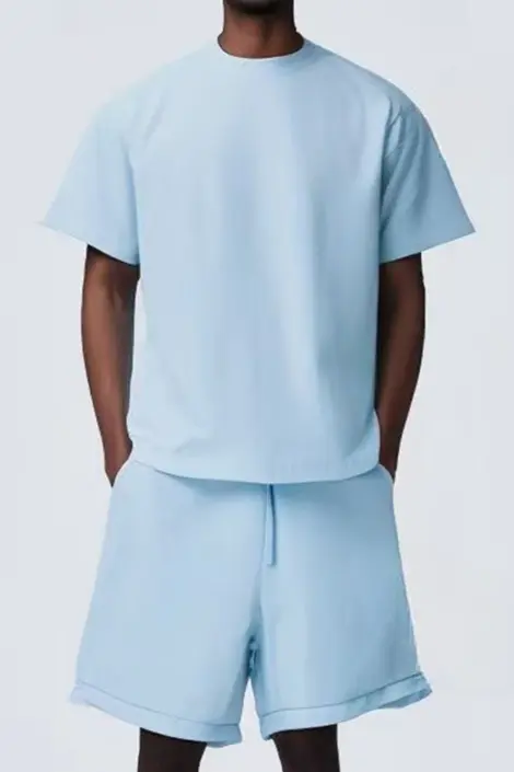 Ensembles uni homme chemisette et short