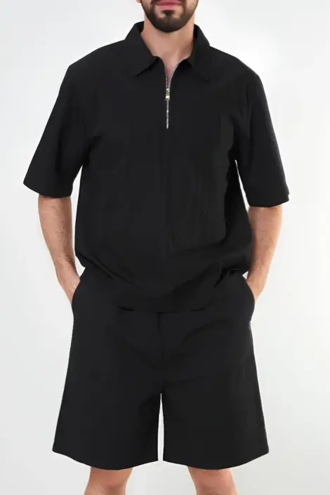 Ensembles uni homme chemisette et short