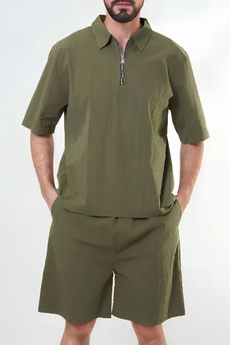 Ensembles uni homme chemisette et short
