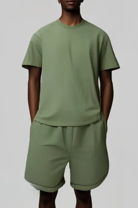 Ensembles uni homme chemisette et short