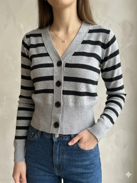 Gilet à rayures col V