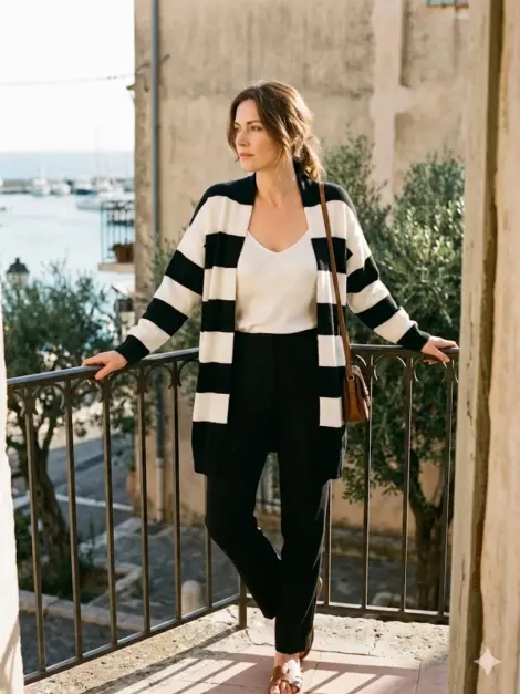 Gilet rayé mi-saison
