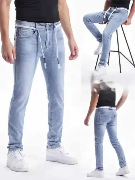 Jean bleu uni homme avec poches SLIM FIT