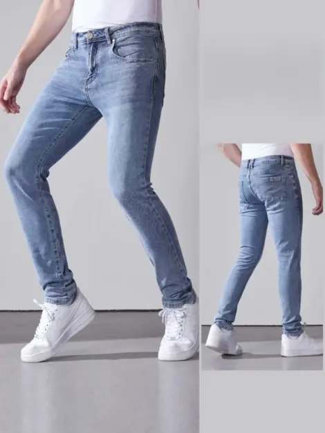 Jean bleu uni homme avec poches SLIM FIT