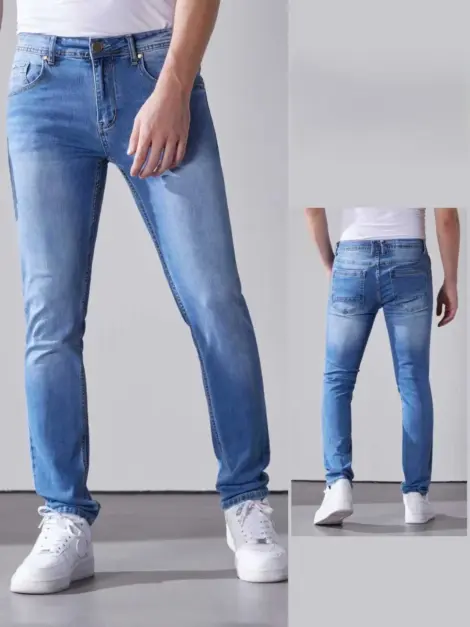 Jean bleu uni homme avec poches SLIM FIT