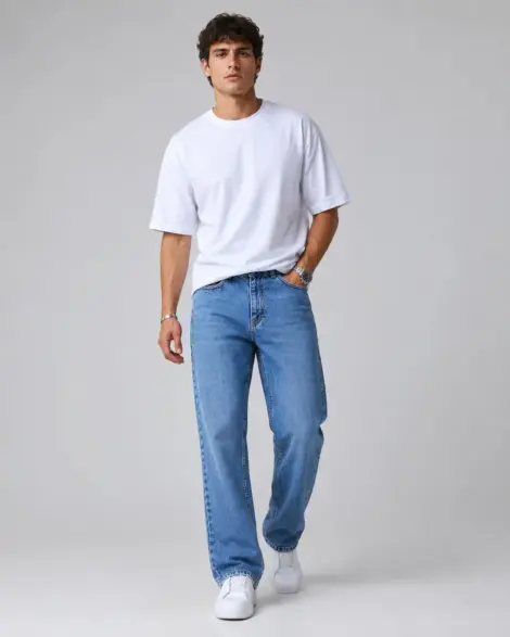 Jean Droit Bleu Clair