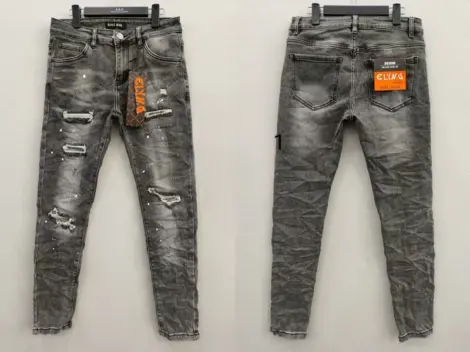Jean gris dégradé troué slim fit