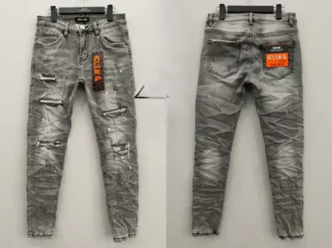 Jean gris dégradé troué slim fit