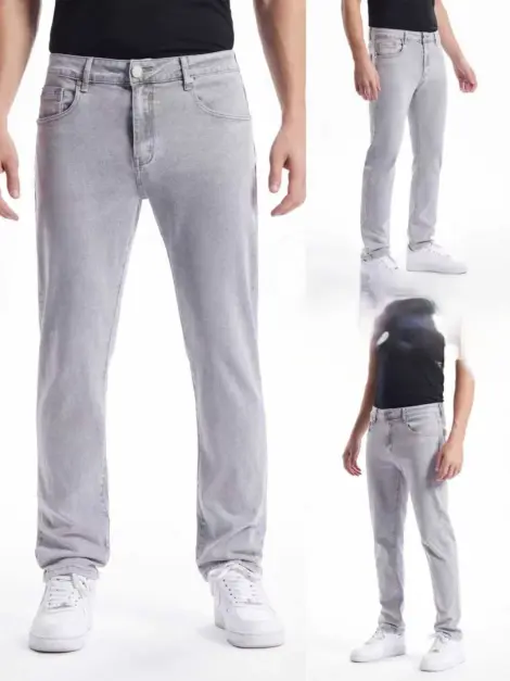 Jean gris uni homme avec poches REGULAR FIT