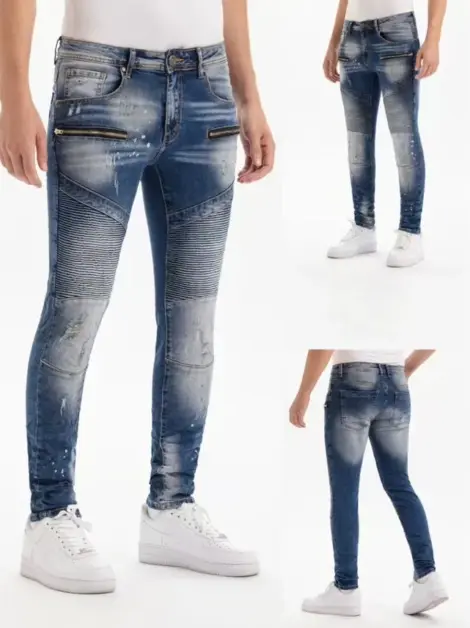 Jean homme foncé avec zip SLIM FIT