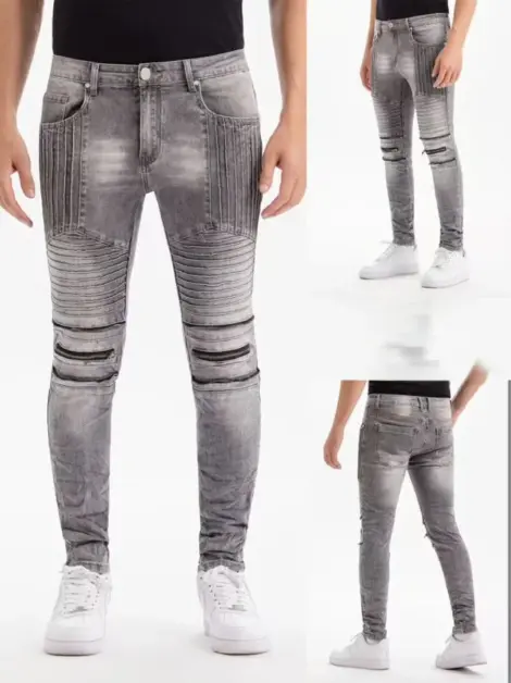 Jean homme SLIM FIT travaillé et fermeture zip aux genoux