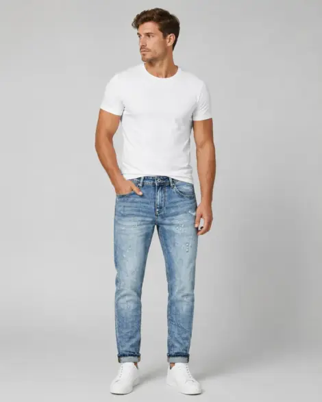 Jean Slim Bleu Clair Usé