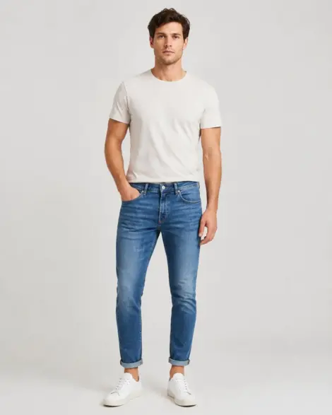Jean Slim Bleu Washed Destroy