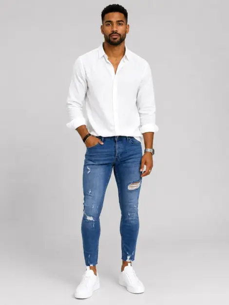 Jean Slim Destroy Bleu Wash