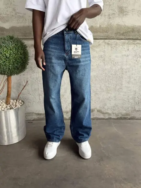 Jean uni homme bleu BAGGY FIT