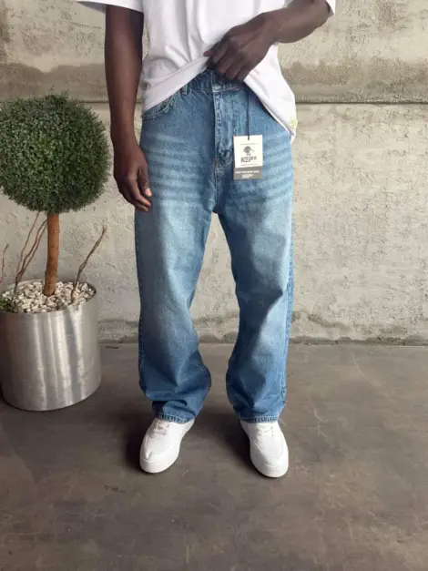 Jean uni homme bleu BAGGY FIT