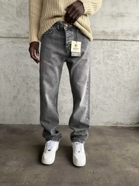 Jean uni homme gris BAGGY FIT