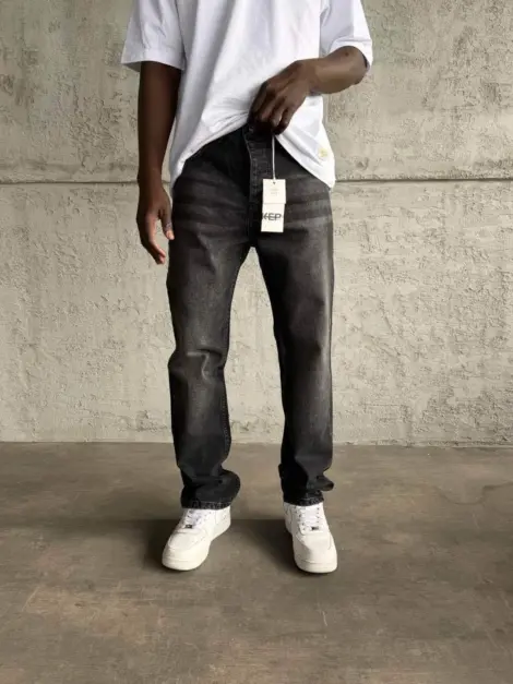 Jean uni noir Homme regular fit