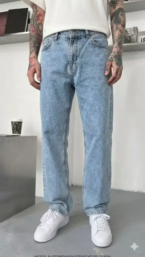 Jeans baggy bleu homme simple uni