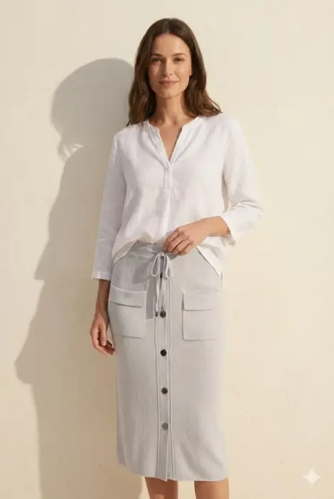 Jupe Midi en Maille Style Capri