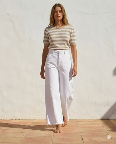 Justine&co Ensemble Riviera Dorée & Denim Blanc