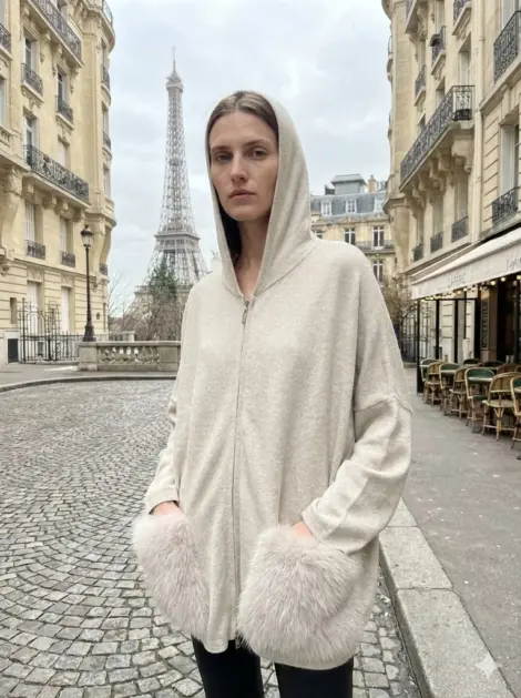 Justine&co Gilet DIANA capuche oversize