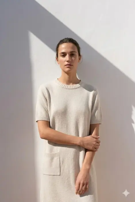 Robe en maille manches courtes