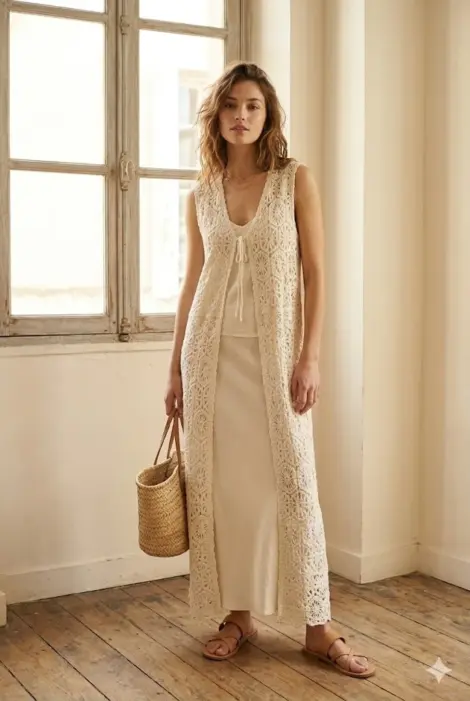 Gilet crochet en coton