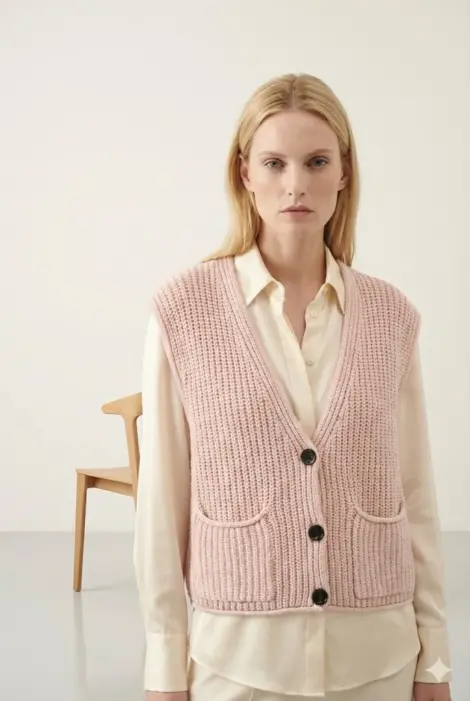 Justine&co Gilet sans manches en Maille Épaisse avec Poches